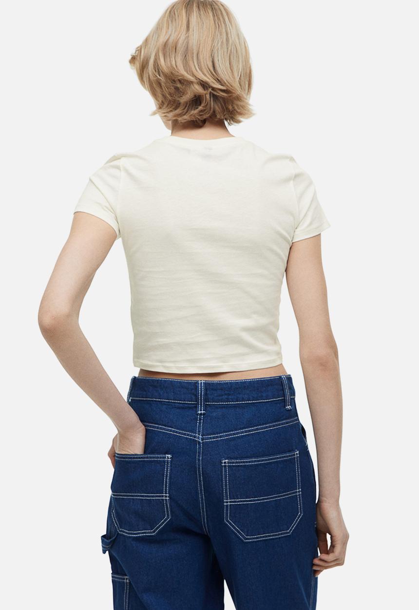 H&M - Printed cropped top - cream tennis