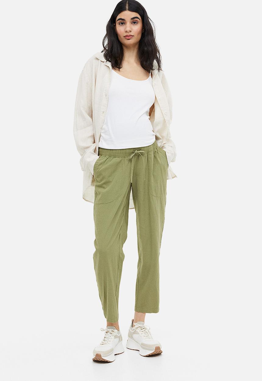 H&M - Mama linen-blend trousers - khaki green