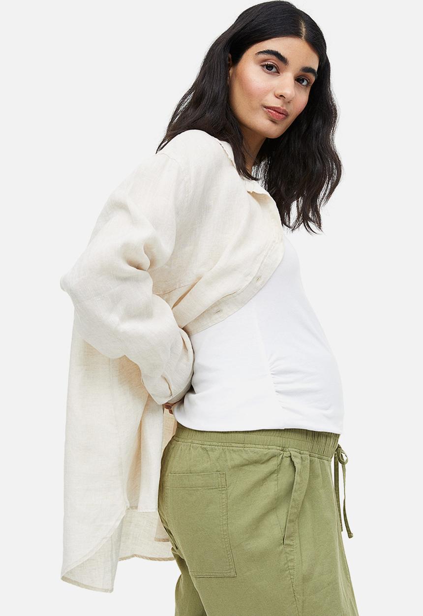 H&M - Mama linen-blend trousers - khaki green