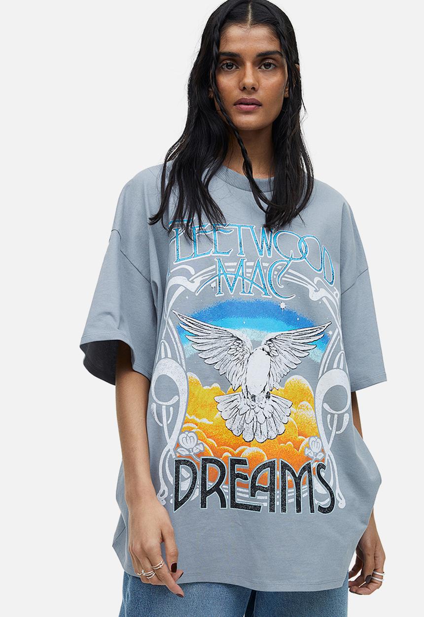 H&M - Oversized printed t-shirt - grey fleetwood mac