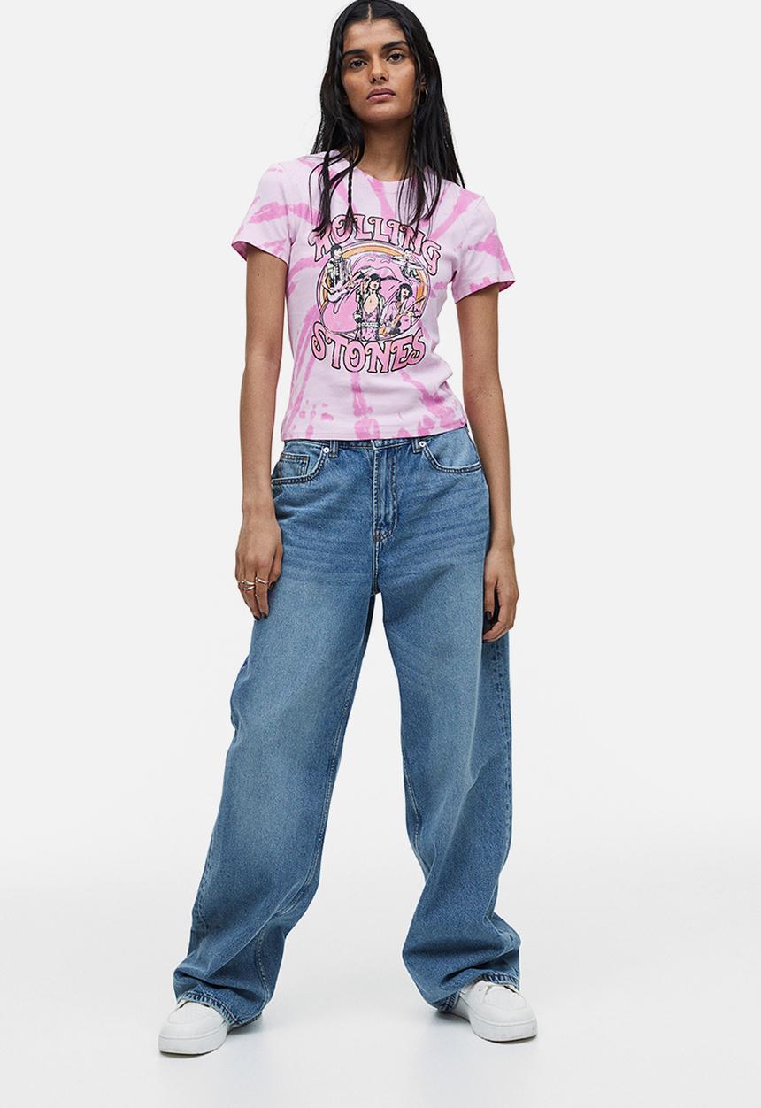 H&M - Printed t-shirt - pink the rolling stones