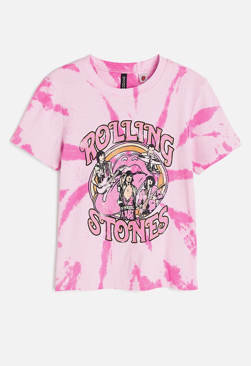 H&M - Printed t-shirt - pink the rolling stones