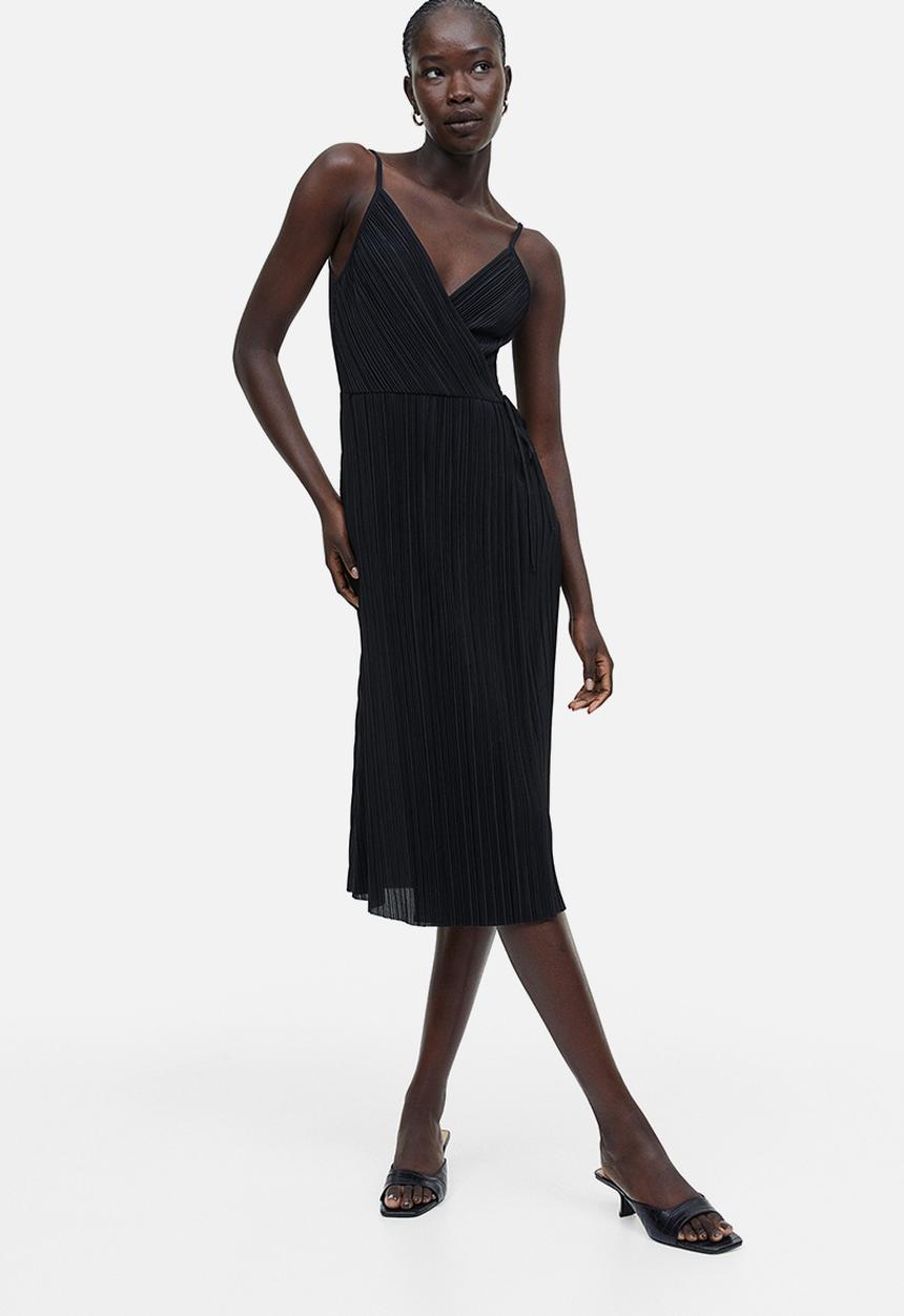 H&M - Pleated wrapover dress - black