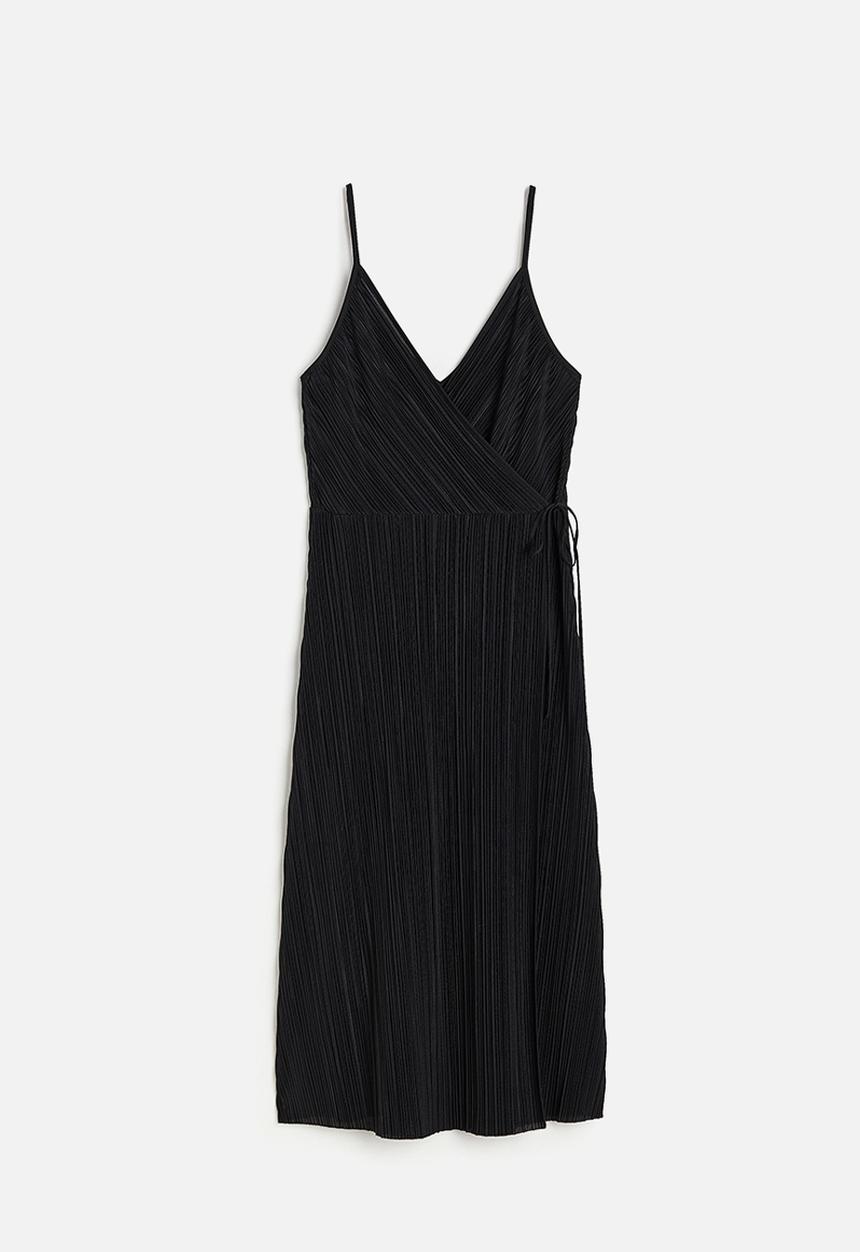 H&M - Pleated wrapover dress - black
