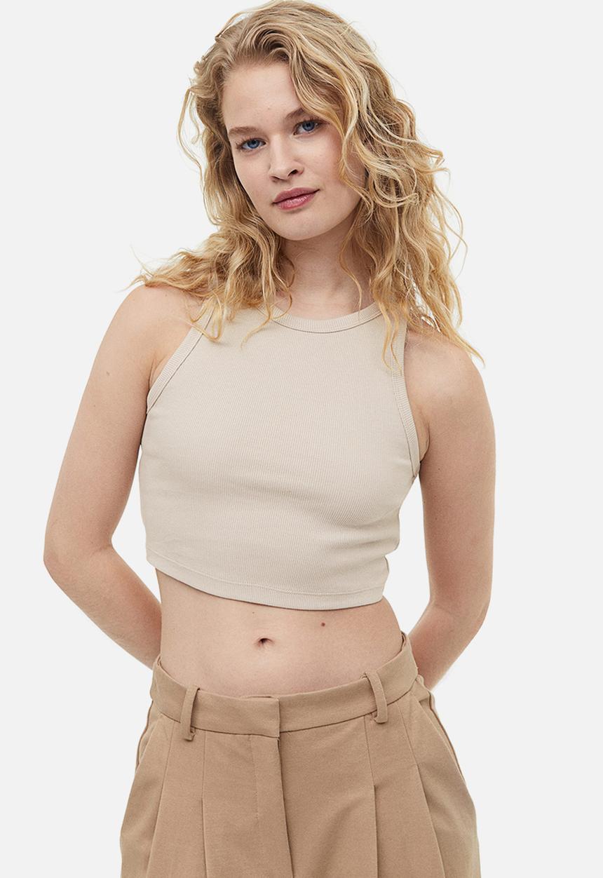 H&M - Cropped vest top - light beige