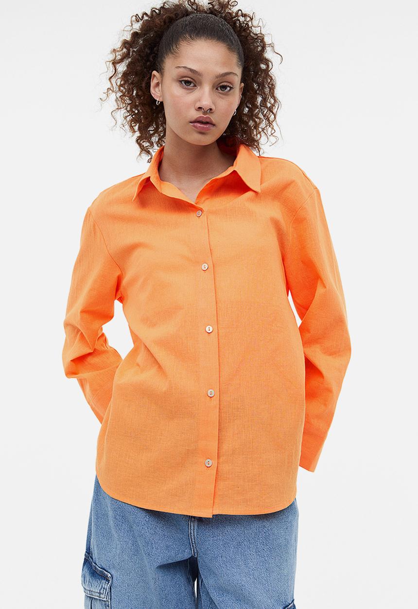 H&M - Linen-blend shirt - orange