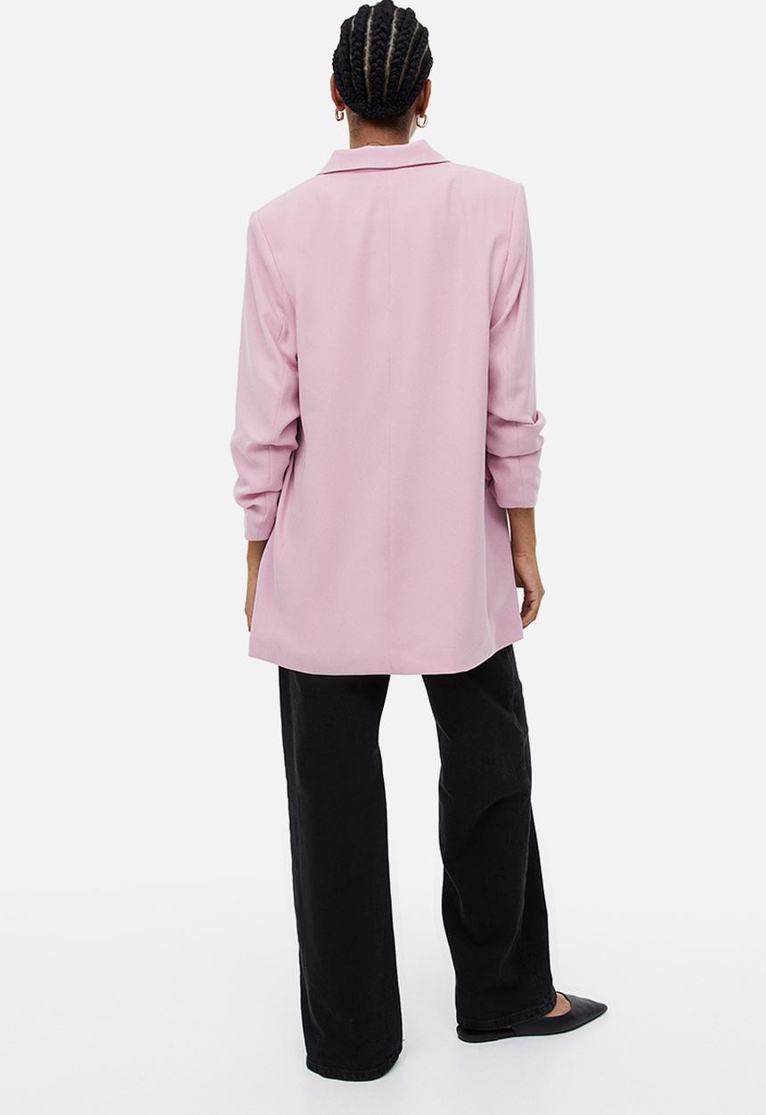 H&M - Gathered-sleeve jacket - light pink