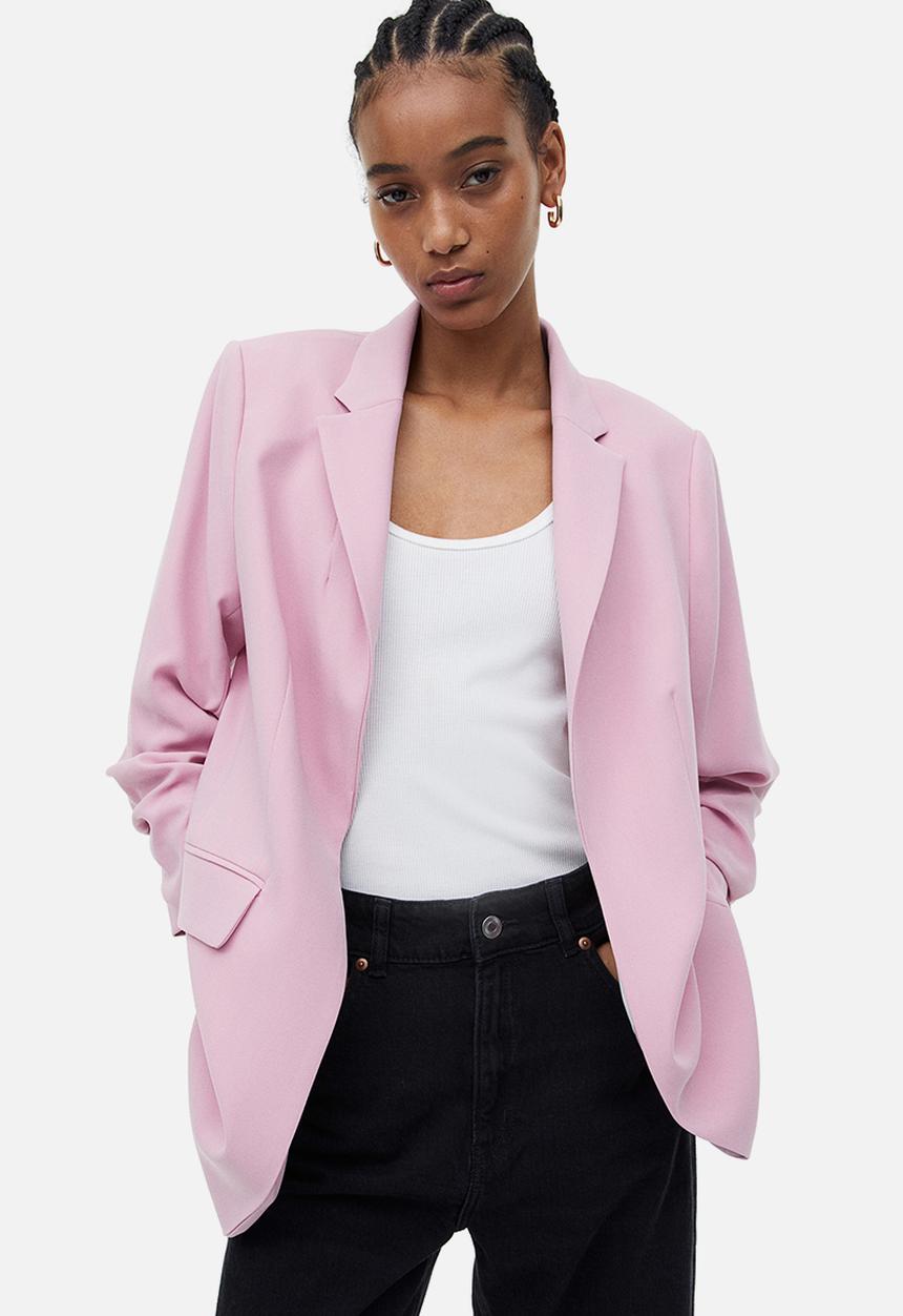 H&M - Gathered-sleeve jacket - light pink