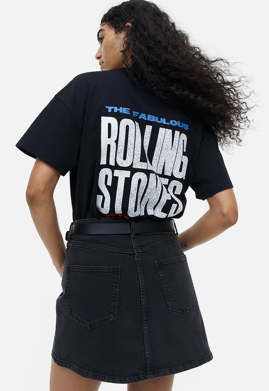 H&M - Oversized printed t-shirt - black the rolling stones