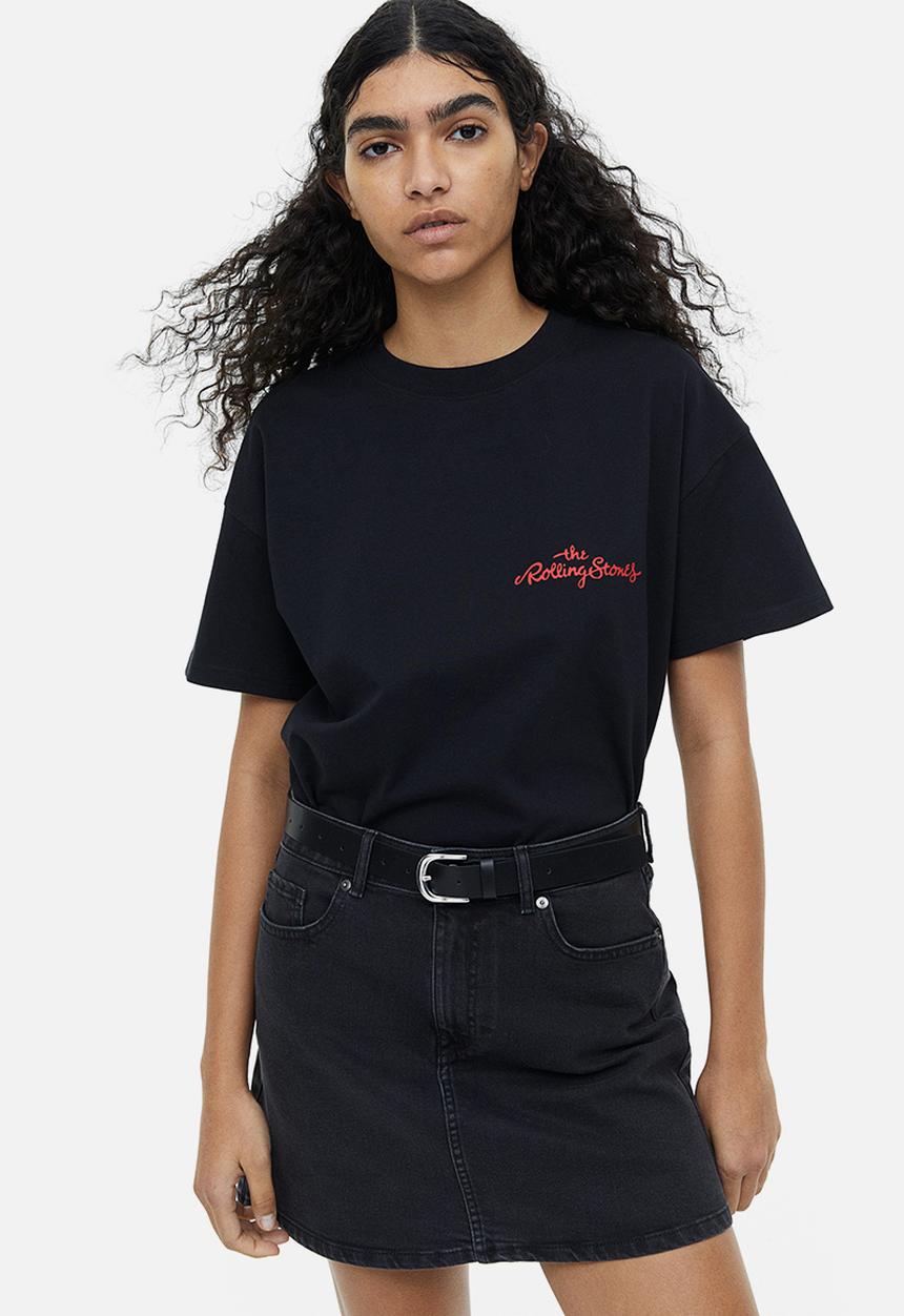 H&M - Oversized printed t-shirt - black the rolling stones