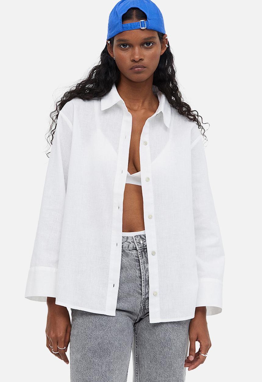 H&M - Linen-blend shirt - white