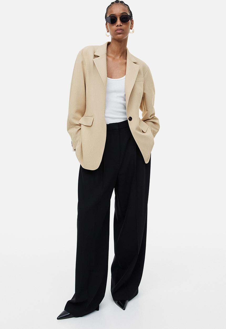 H&M - Single-breasted twill blazer - light beige