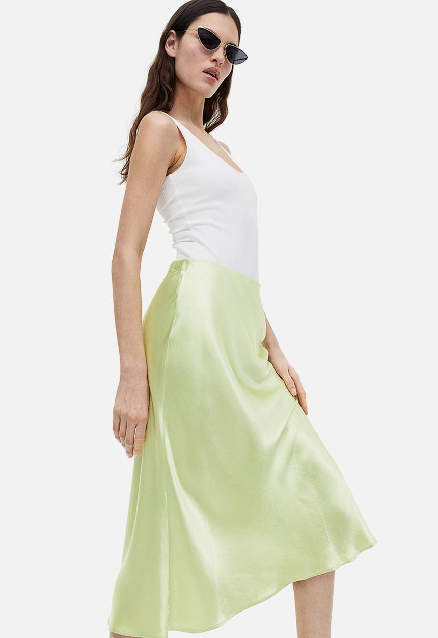 H&M - Flared skirt - lime green