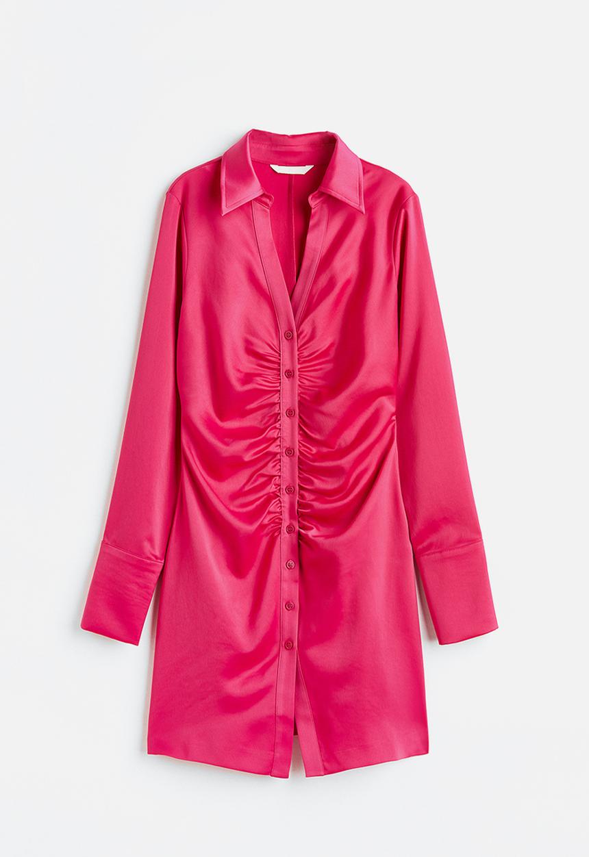 H&M - Draped crêpe dress - cerise