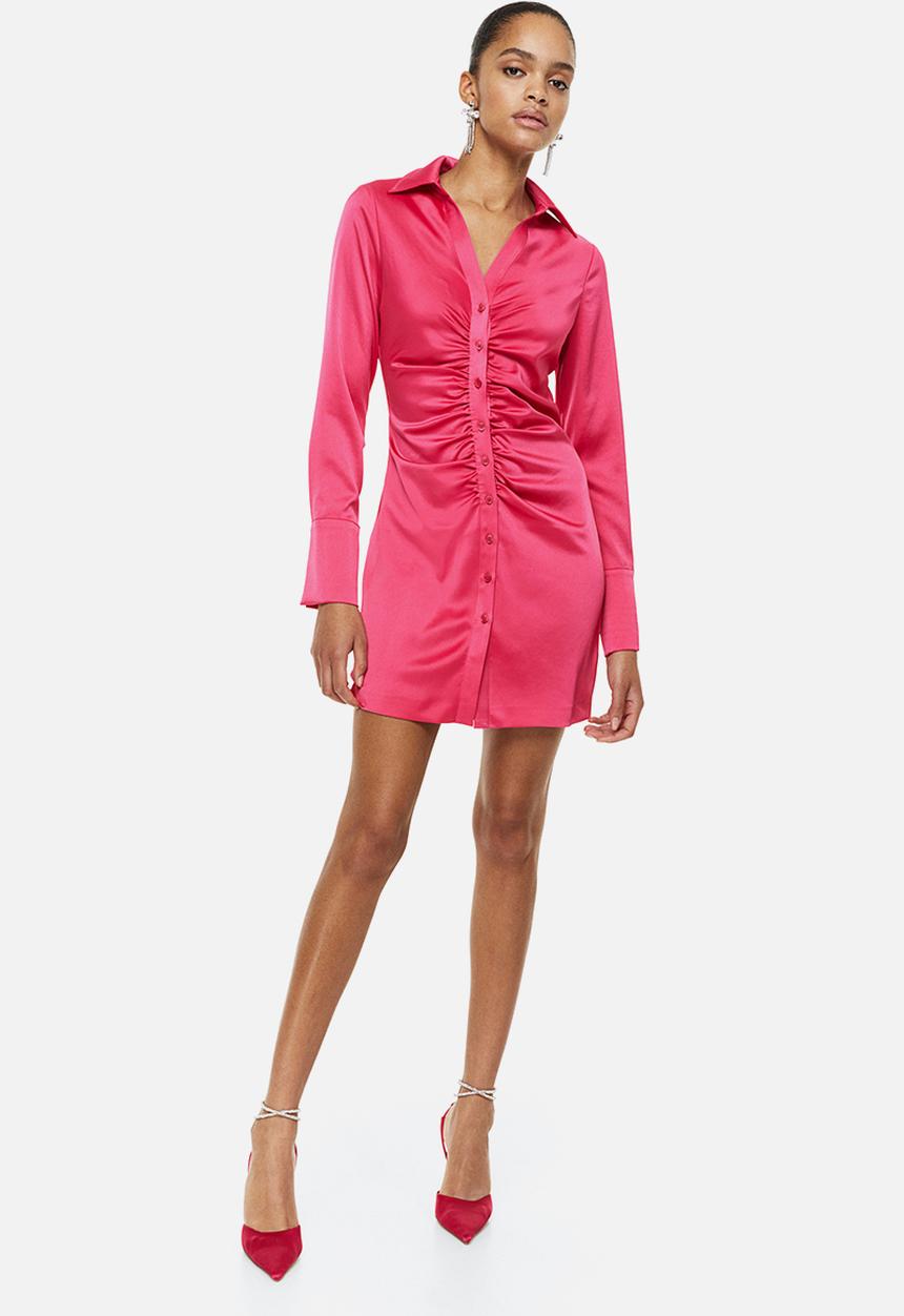 H&M - Draped crêpe dress - cerise