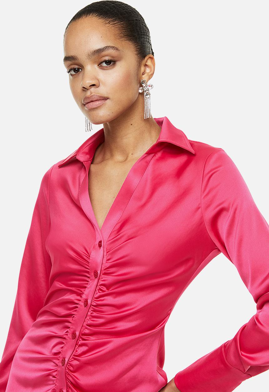 H&M - Draped crêpe dress - cerise