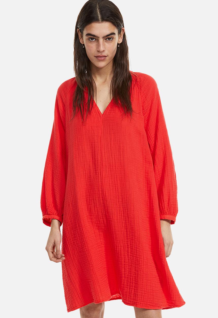 H&M - Double weave tunic dress - red