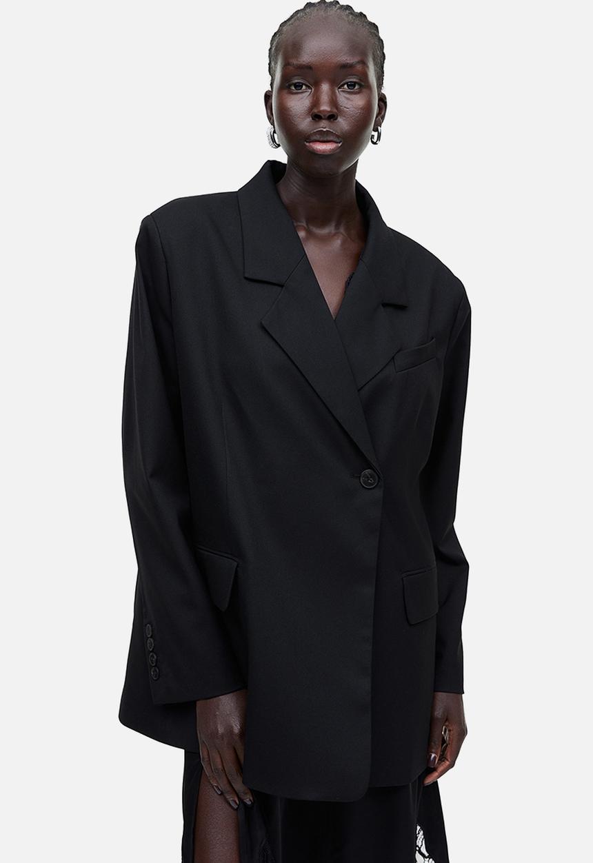 H&M - Single-breasted twill blazer - black
