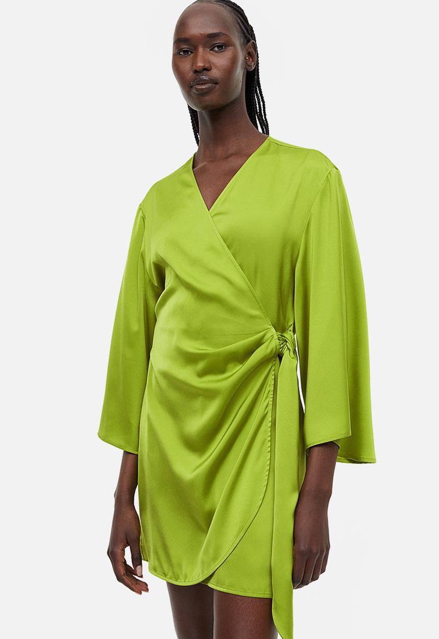 H&M - Satin wrap dress - green