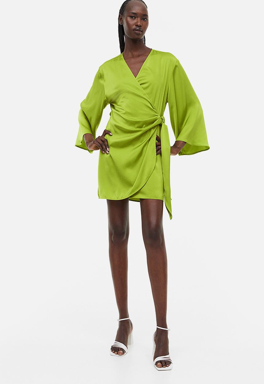 H&M - Satin wrap dress - green