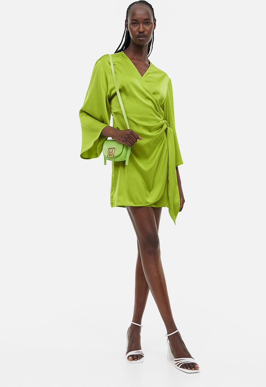H&M - Satin wrap dress - green