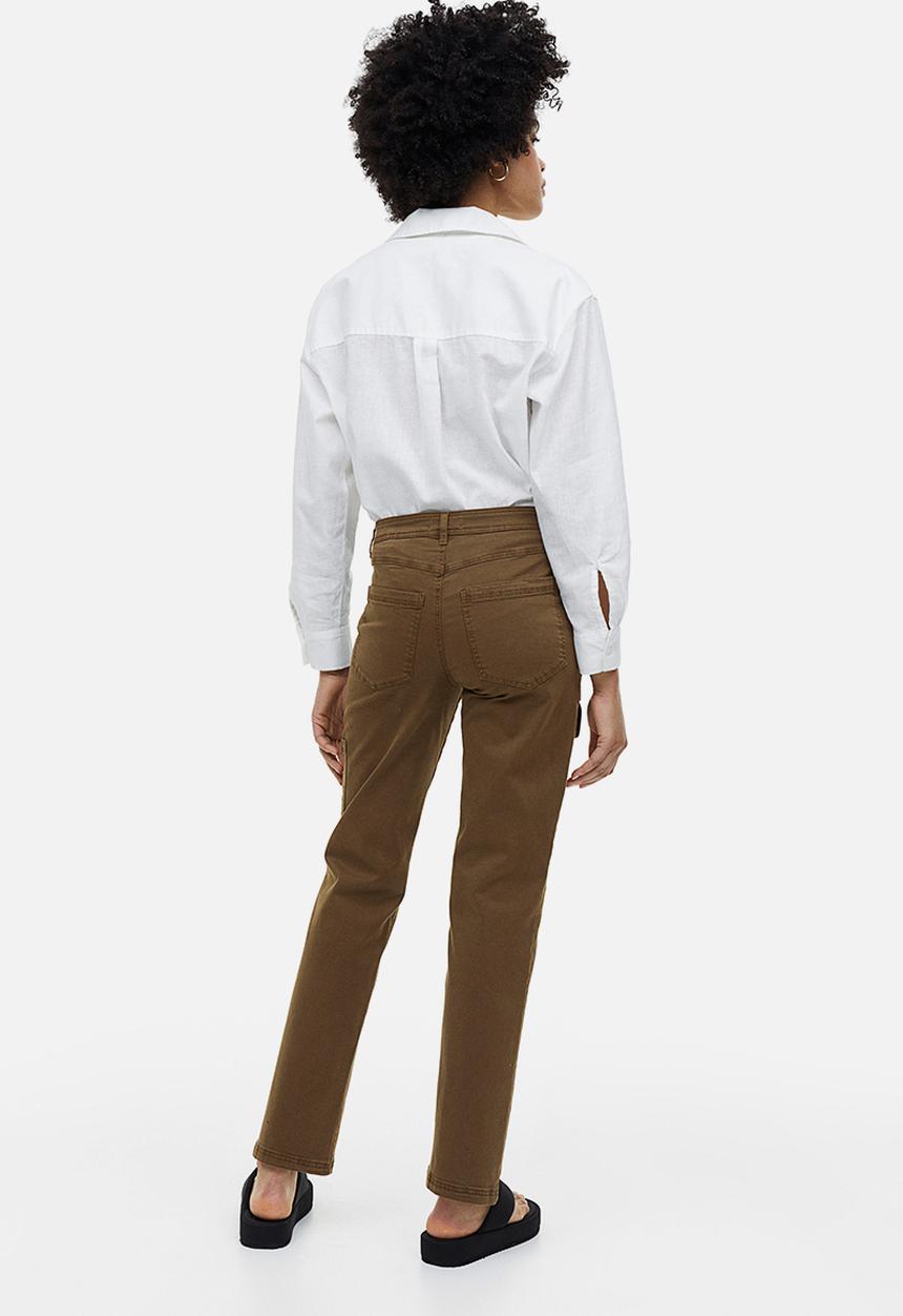 H&M - Twill utility trousers - dark khaki green