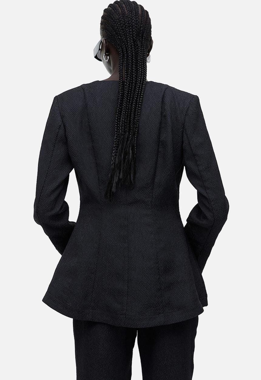 H&M - Textured-weave blazer - black