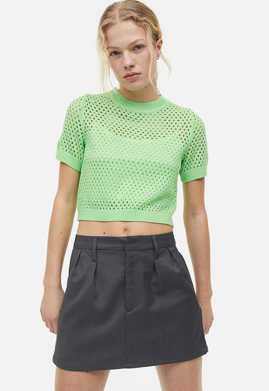 H&M - Hole-knit top - bright green 