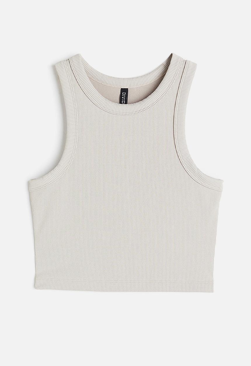 H&M - Cropped vest top - light greige