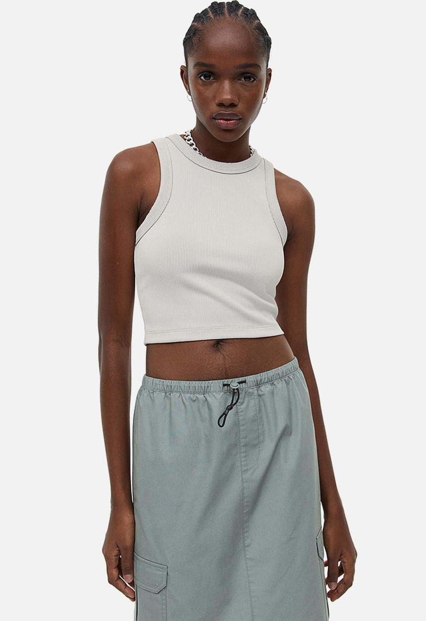 H&M - Cropped vest top - light greige