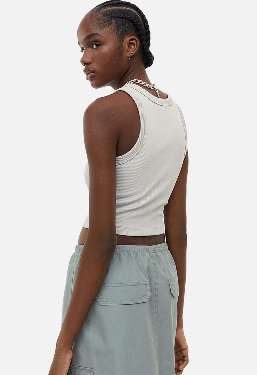 H&M - Cropped vest top - light greige