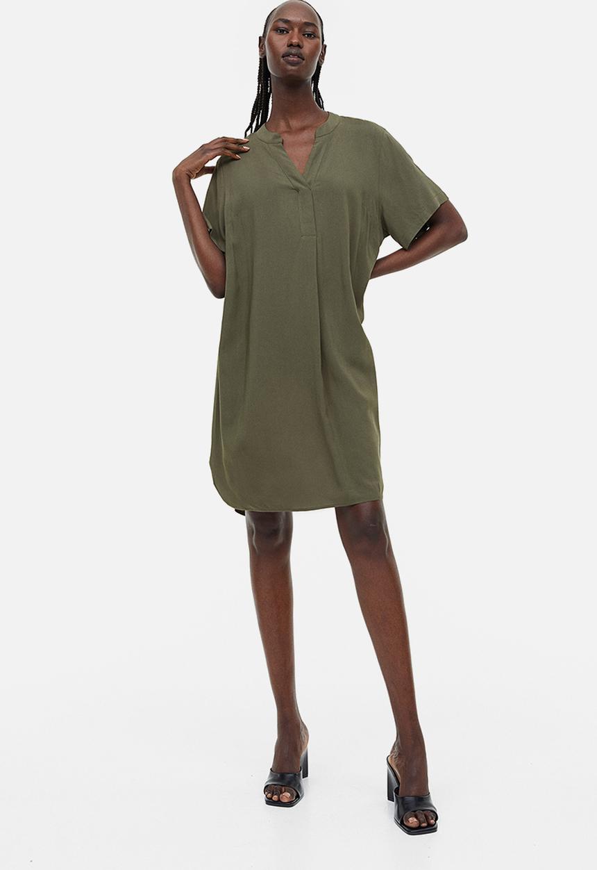 H&M - V-neck tunic - dark khaki green
