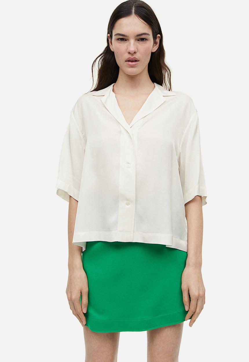 H&M - Boxy viscose blouse - white