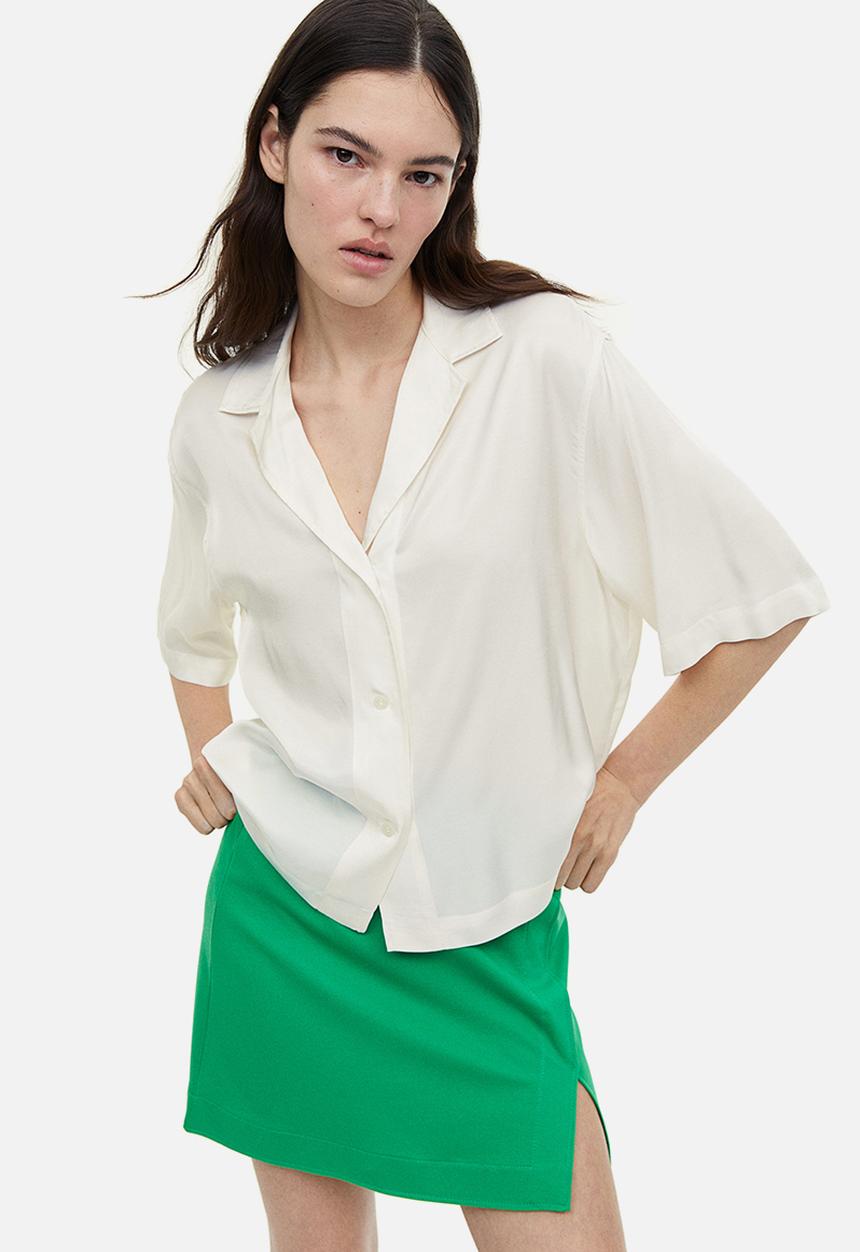 H&M - Boxy viscose blouse - white