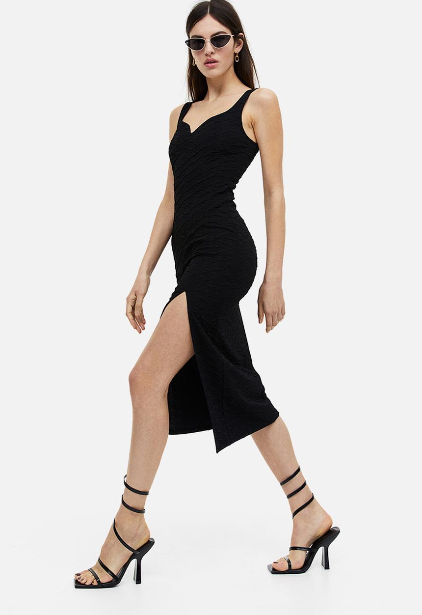 H&M - Textured jersey bodycon dress - black