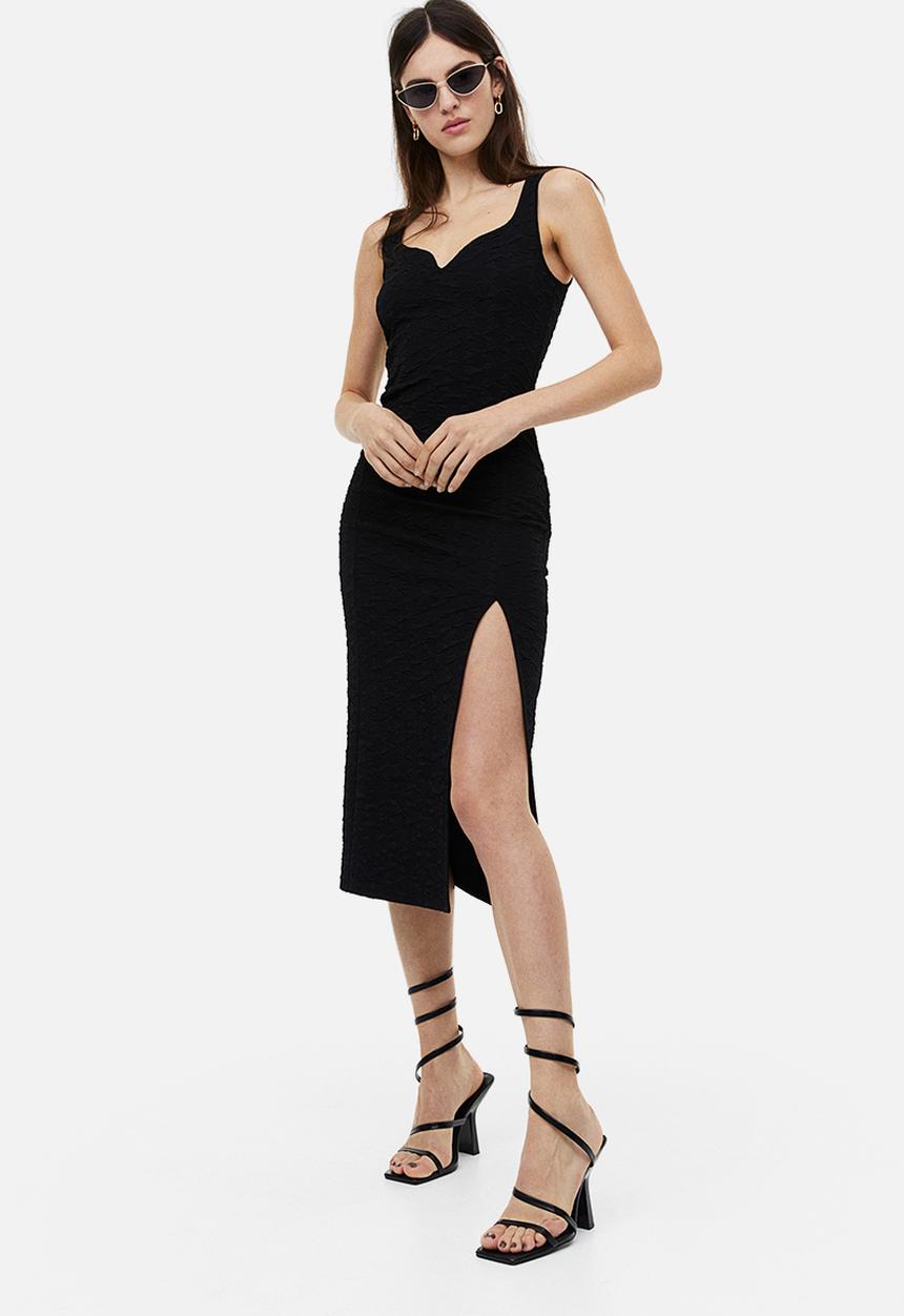 H&M - Textured jersey bodycon dress - black