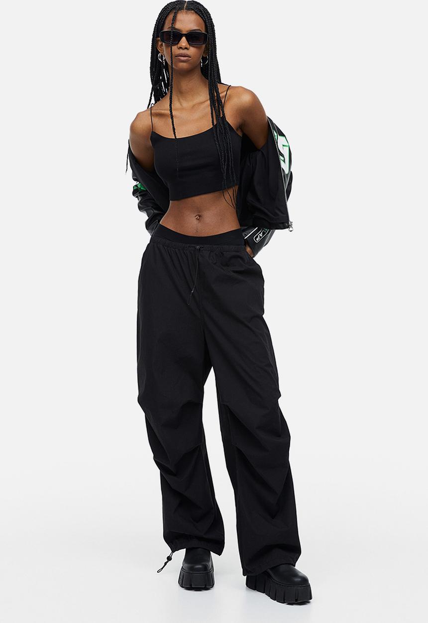 H&M - Cropped strappy top - black