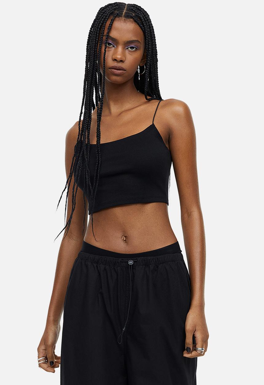 H&M - Cropped strappy top - black