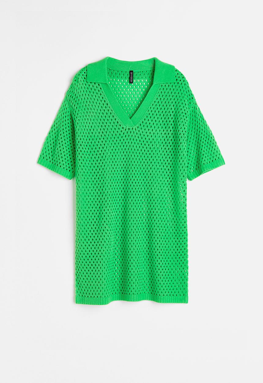 H&M - Hole-knit dress - bright green 