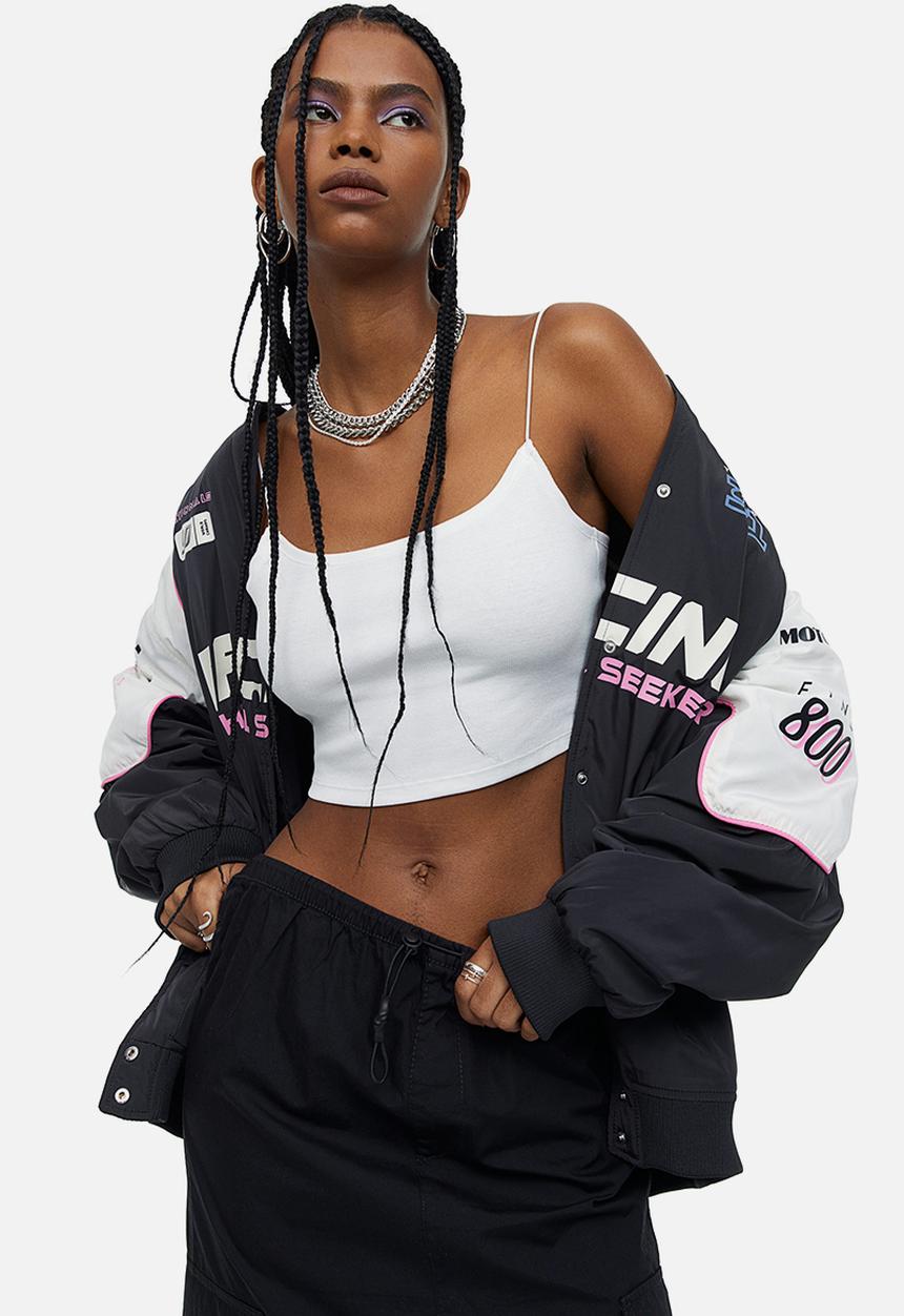 H&M - Cropped strappy top - white