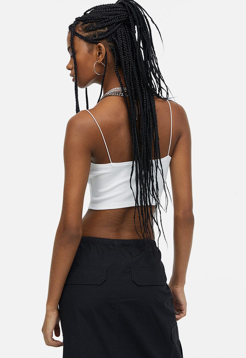H&M - Cropped strappy top - white