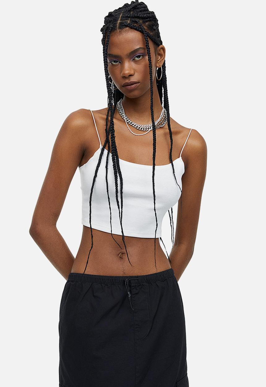 H&M - Cropped strappy top - white