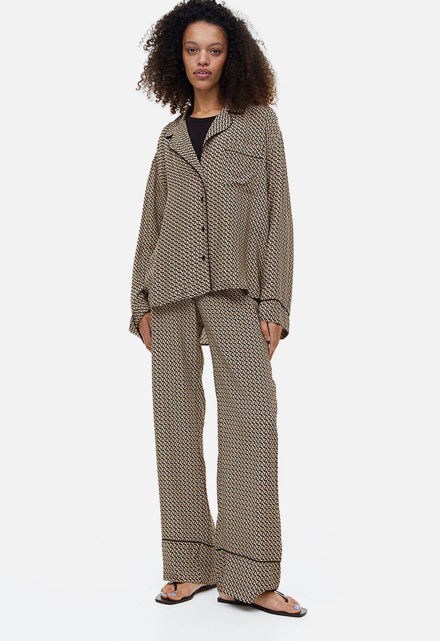 H&M - Patterned trousers -  beige patterned