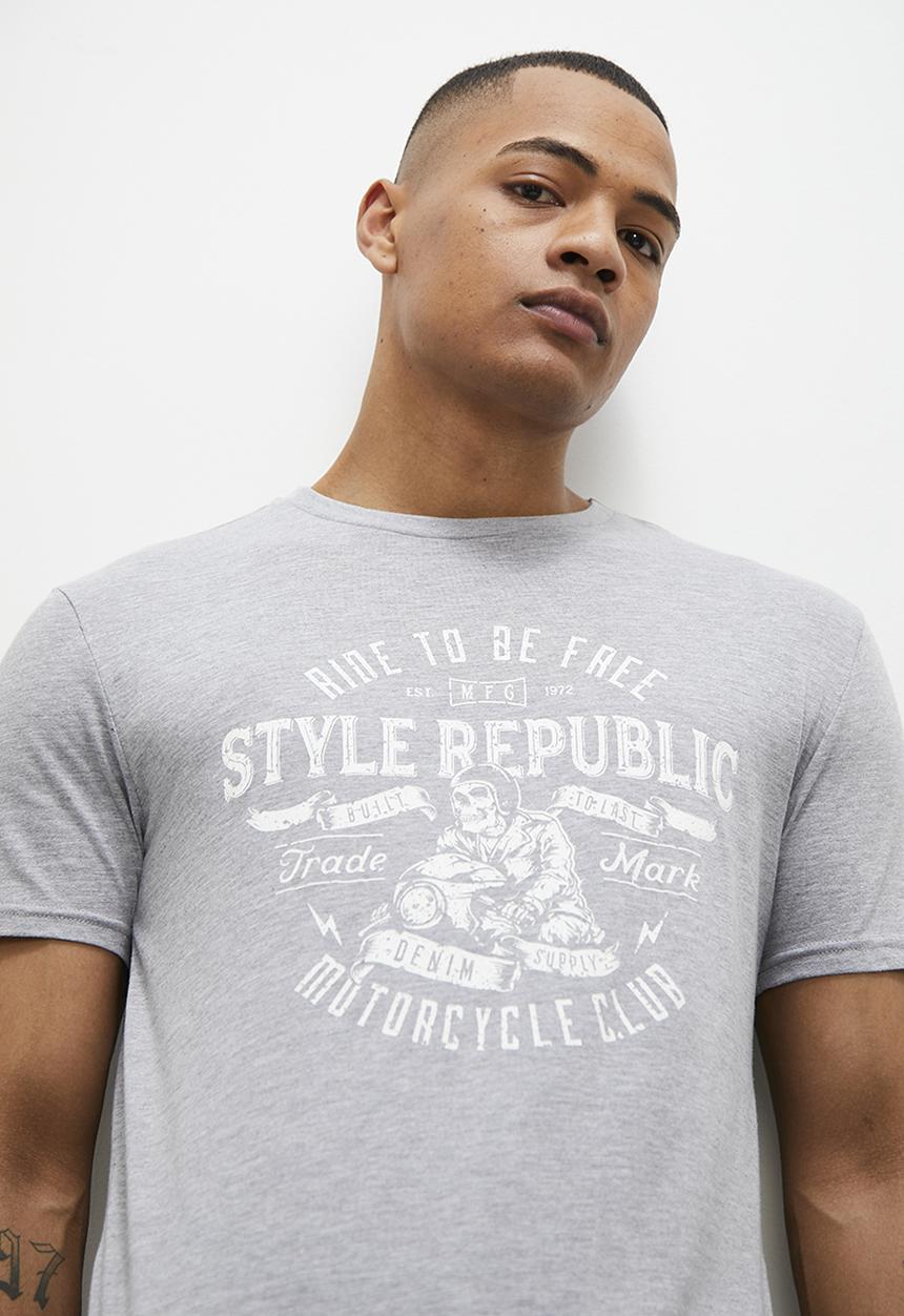 STYLE REPUBLIC - Crew neck graphic t-shirt - grey melange