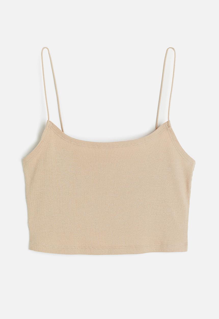 H&M - Cropped strappy top - beige