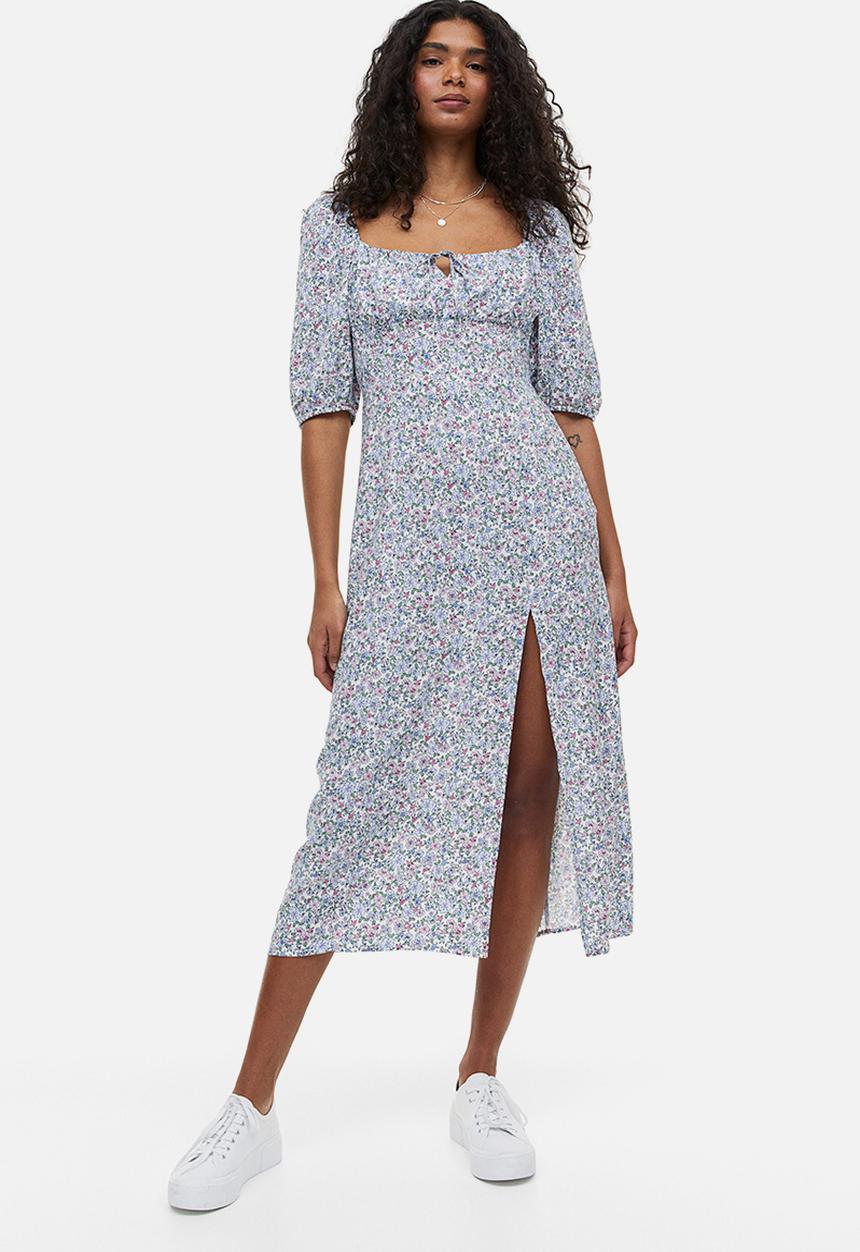H&M - Drawstring detail dress - white floral
