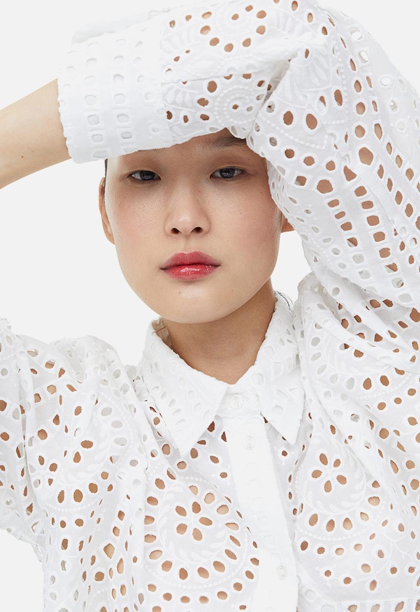 H&M - Broderie anglaise shirt - white