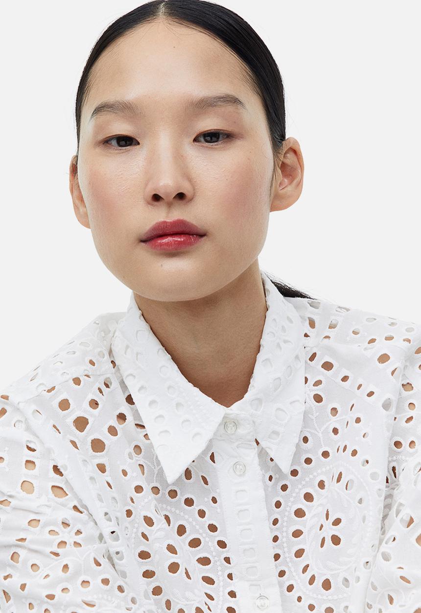 H&M - Broderie anglaise shirt - white