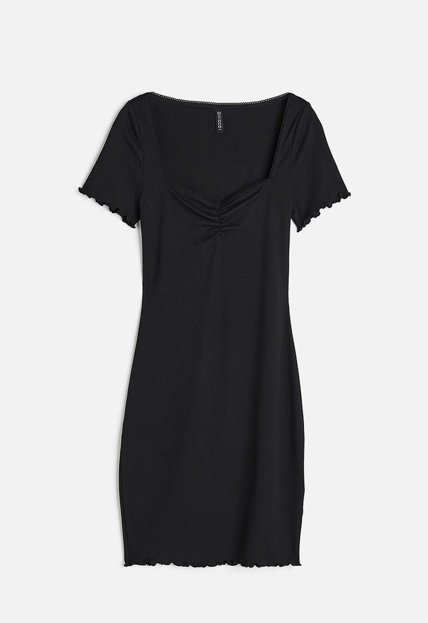 H&M - Lace-trimmed bodycon dress - black