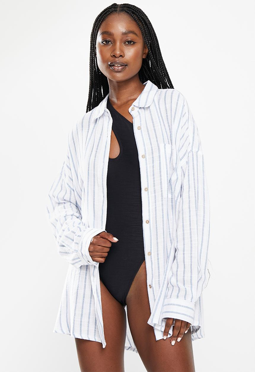 Cotton On - Swing beach shirt - blue dusk stripe